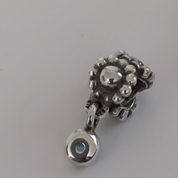 Authentic PANDORA *RETIRED*& RARE SS Blue Topaz Flower Daisy Dangle 790386TPP - Picture 3 of 16